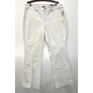 Talbots Petite High Waist Flare Jeans Pintuck Seam White 16W NEW